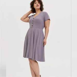 Torrid Mini Ribbed Button Down Skater Dress Lavender Purple Size 1 1X